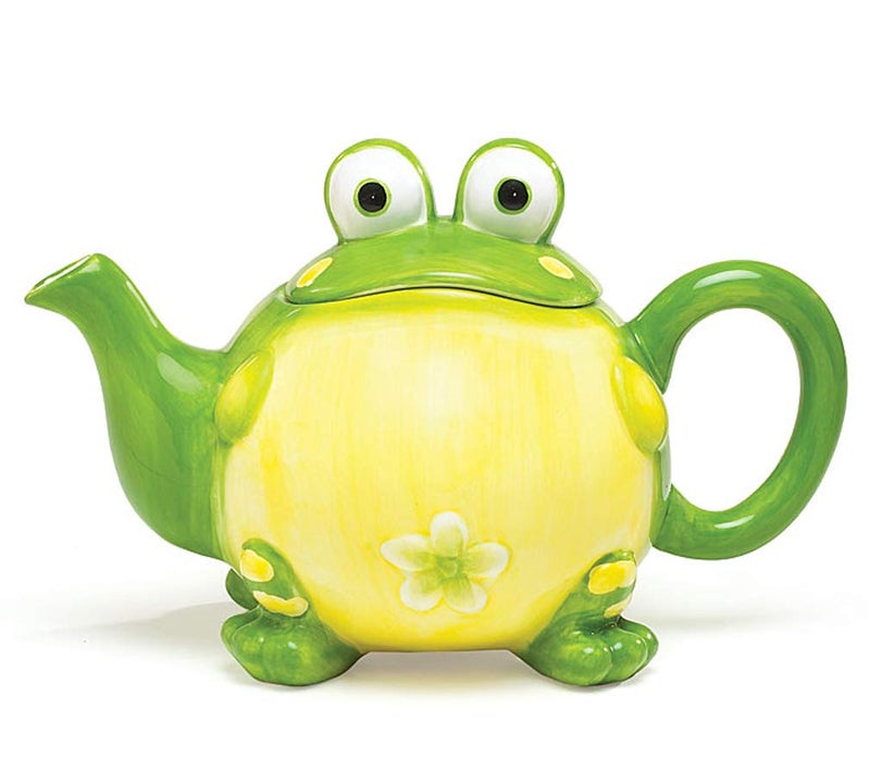 Adorable Toby the Toad/Frog Teapot For Kitchen Decor, Green, 32 oz